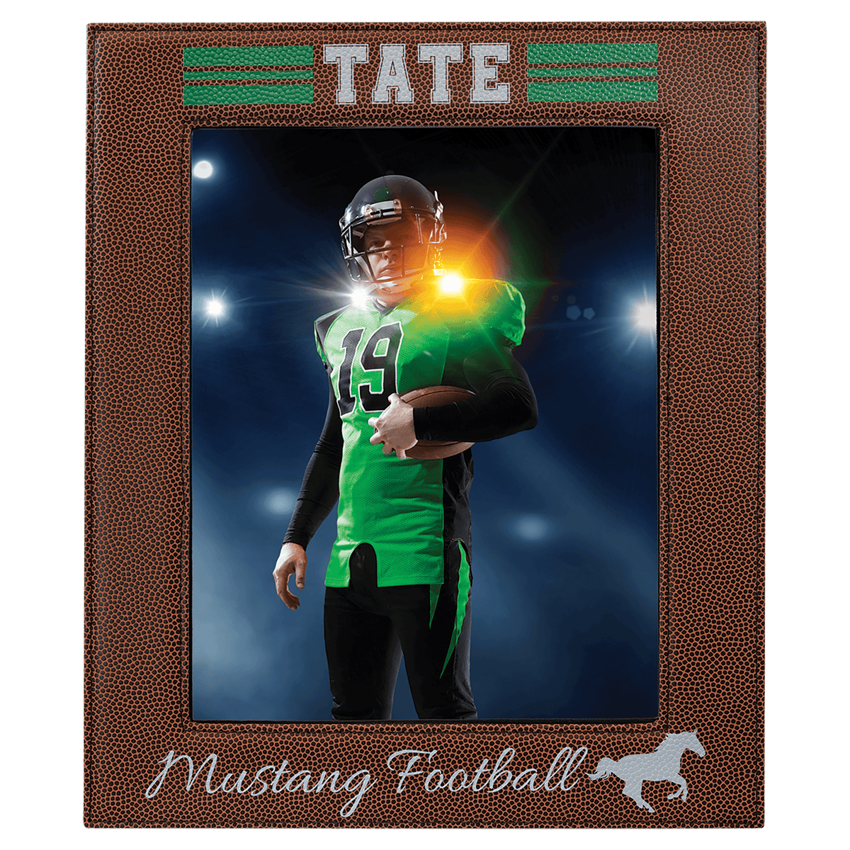 Football 8" x 10" Laserable Leatherette Photo Frame