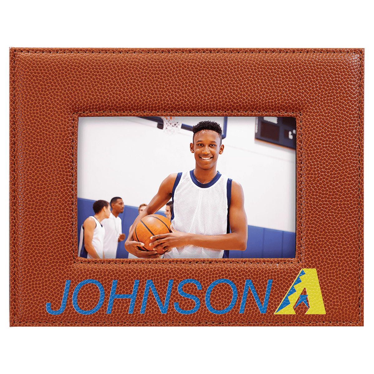 Basketball 4" x 6" Laserable Leatherette Photo Frame
