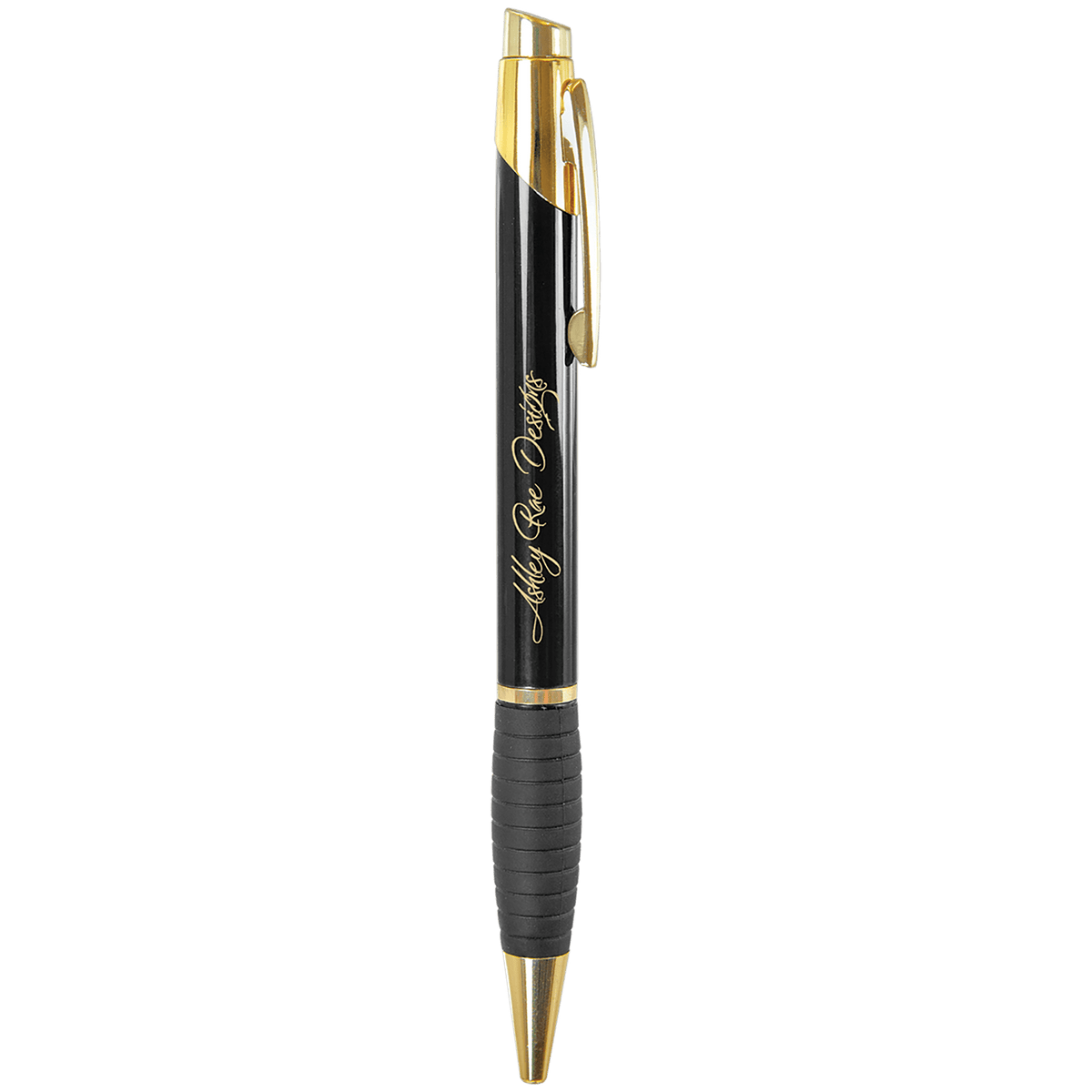 Gloss Black Brass Ballpoint Pen with Gripper