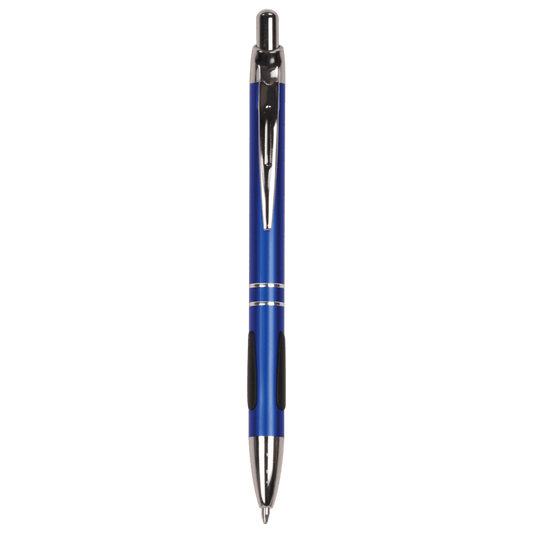 Blue with Silver Trim Laserable Pen with Gripper