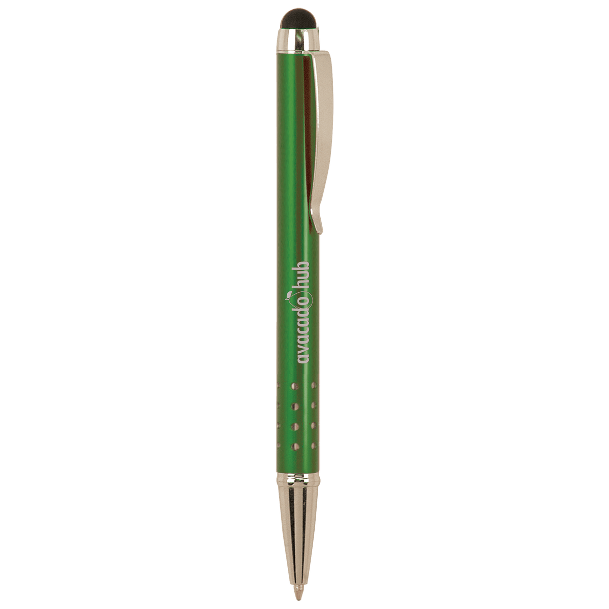 Green with Silver Trim Laserable Pen with Stylus