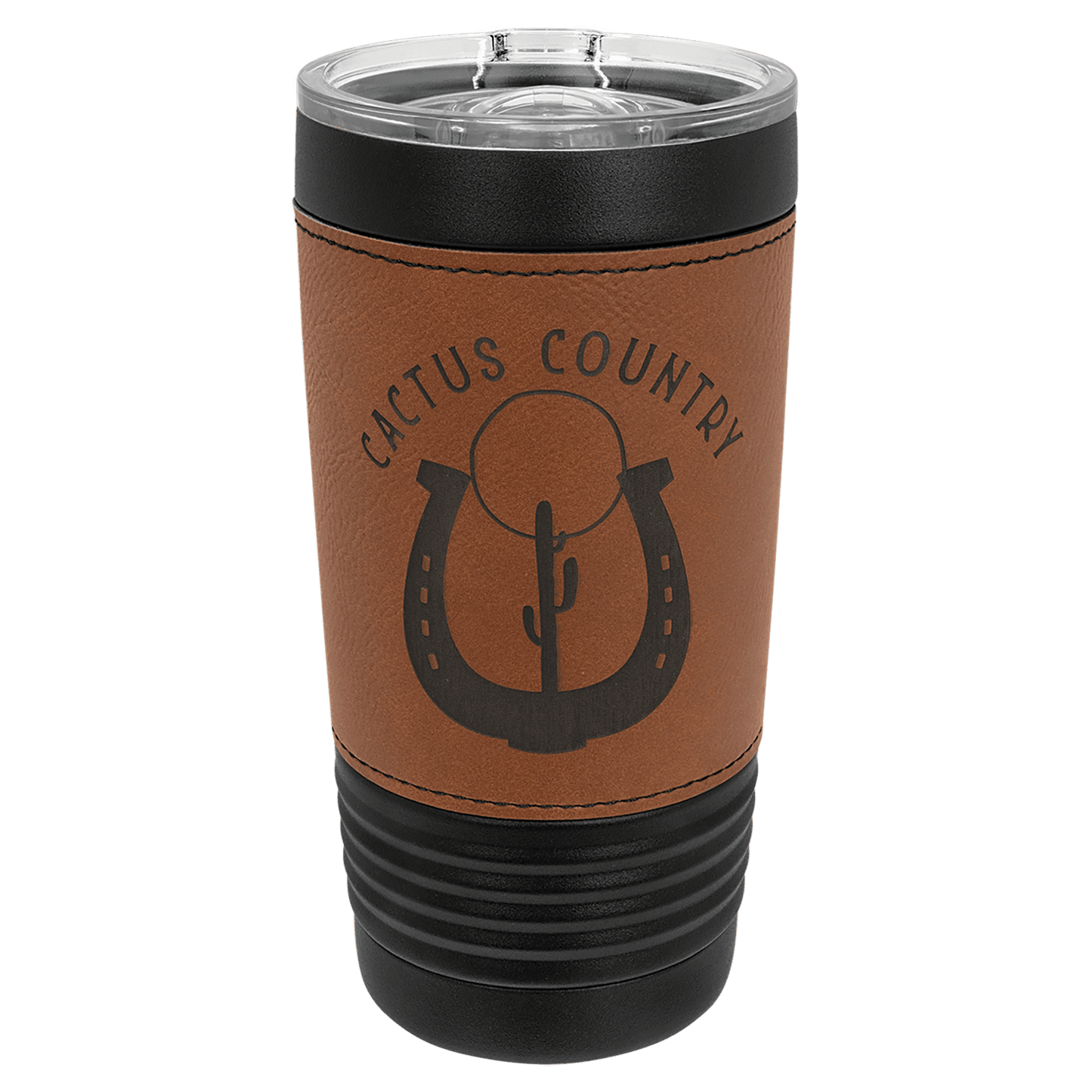 Black with Rawhide Polar Camel 20 oz. Leatherette Tumbler with Slider Lid