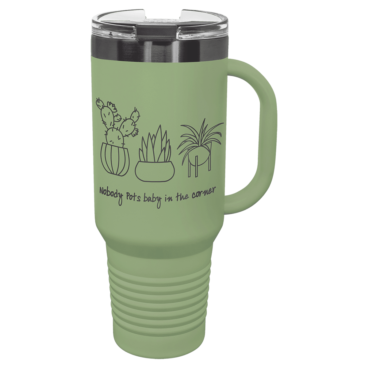 Polar Camel 40 oz. Summer Sage/Ghost Black Travel Mug with Handle & Straw