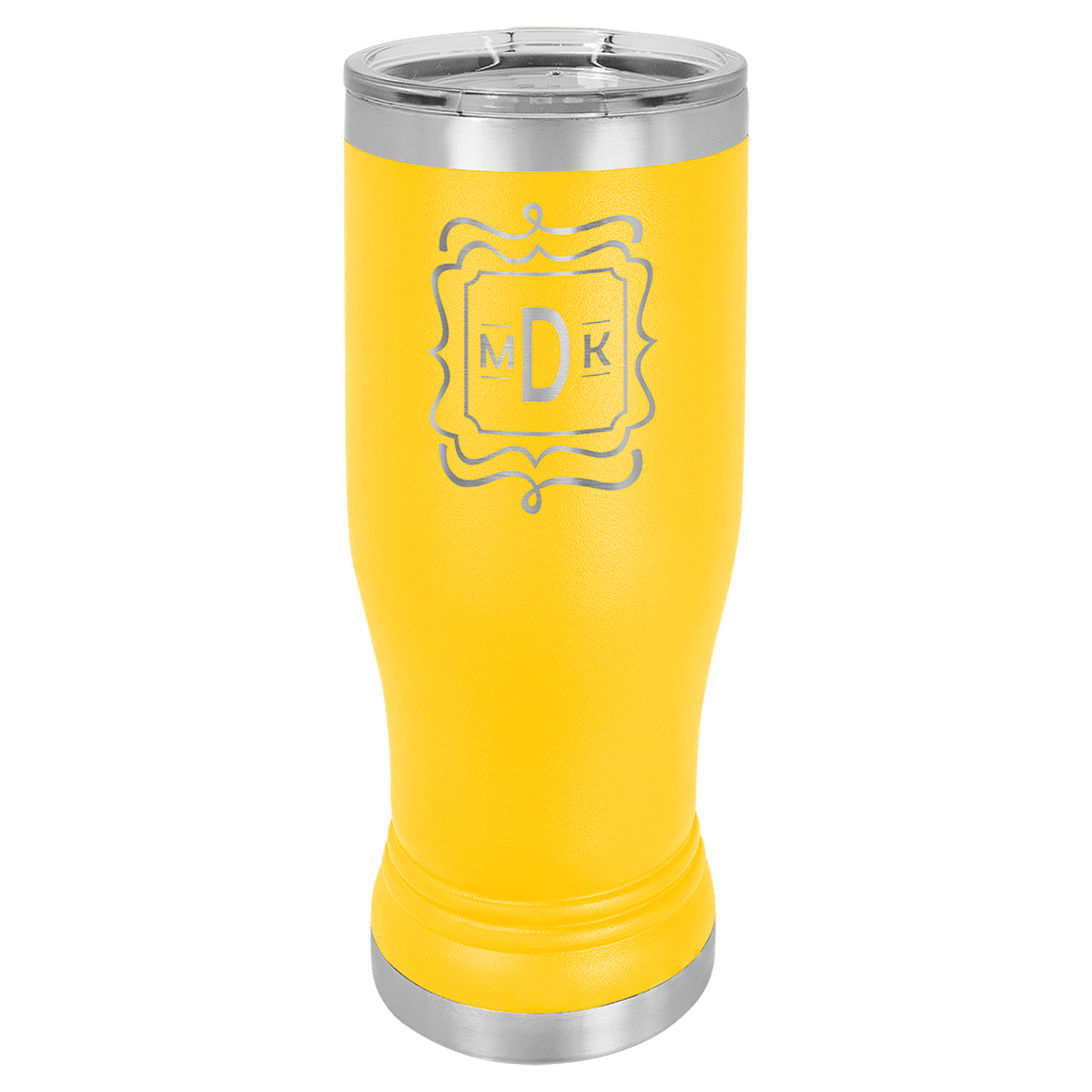 Yellow 14 oz. Polar Camel Pilsner with Clear Lid