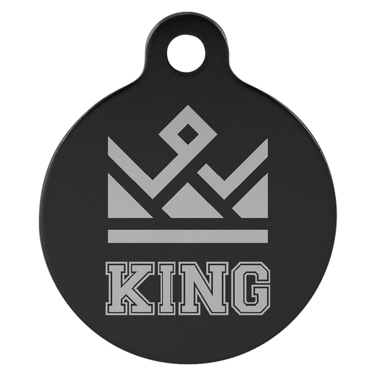 Black 1" Laserable Anodized Aluminum Round Pet Tag with Tab