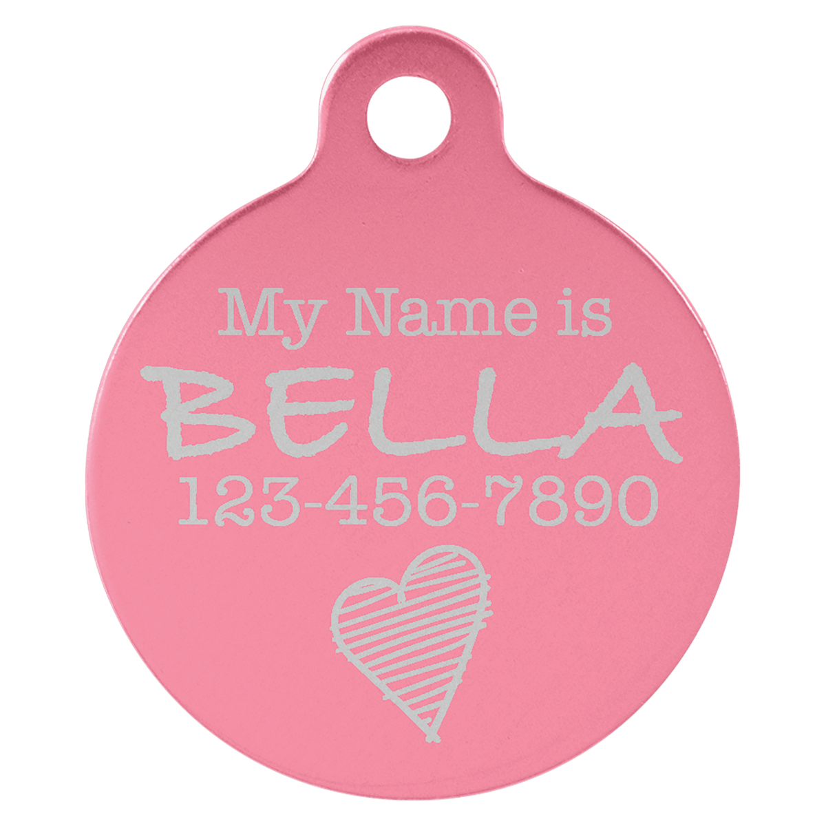 Pink 1" Laserable Anodized Aluminum Round Pet Tag with Tab