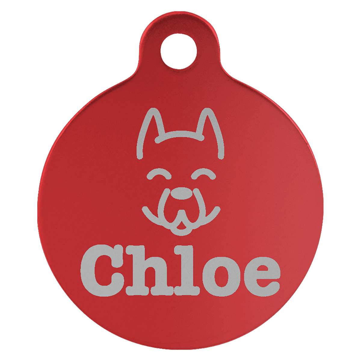 Red 1" Laserable Anodized Aluminum Round Pet Tag with Tab