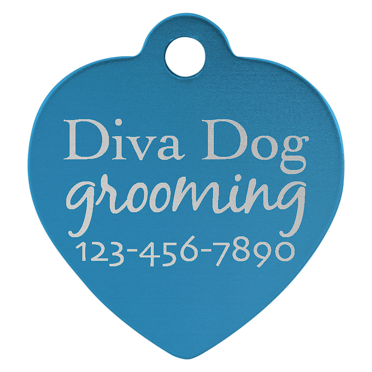 Blue 1" x 1" Laserable Anodized Aluminum Heart Pet Tag