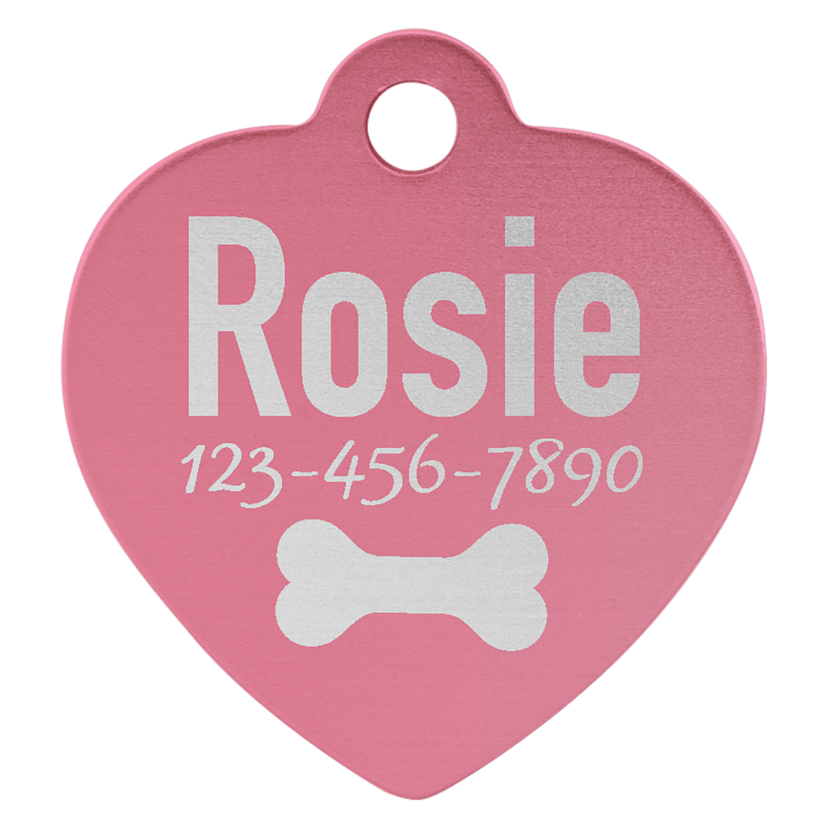 Pink 1" x 1" Laserable Anodized Aluminum Heart Pet Tag