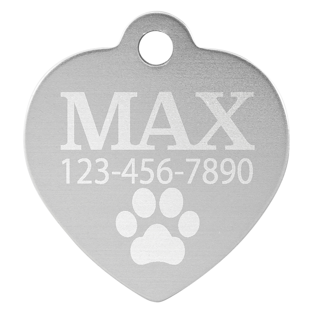 Silver 1" x 1" Laserable Anodized Aluminum Heart Pet Tag