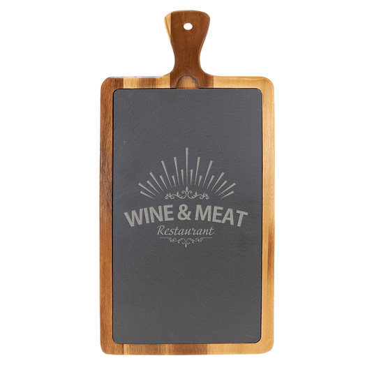 16" x 7 3/4" Acacia Wood/Slate Cutting Board