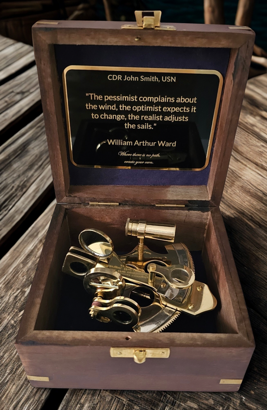 4" Brass Sextant with hardwood wooden box